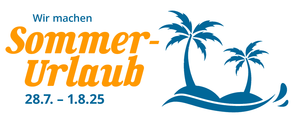 team-januschak Grafik Urlaubsbanner Sommerurlaub vom 28. Juli bis 1. August 2025